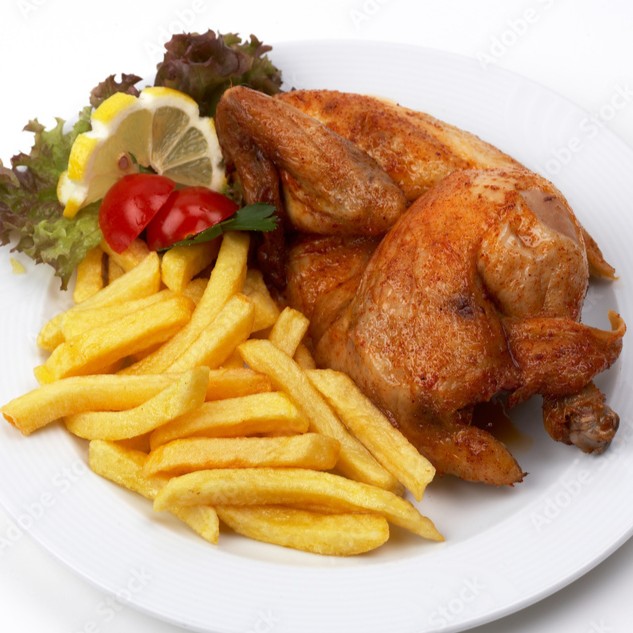 გრილზე შემწვარი ნახევარი ქათამი